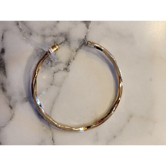 Gold-Tone Gloria Vanderbilt Twisted Hoop Earrings With Secure Backings - Picture 5 of 5
